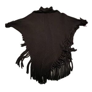 Maggie Barnes Black Fringe Poncho